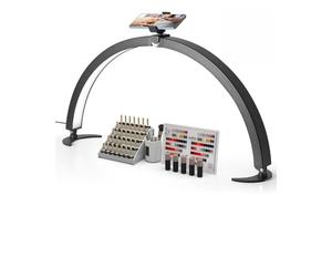 VEVOR Lámpara Arqueada de Escritorio para Uñas, 40 W Lámpara LED en Forma de Media Luna con Soporte para Teléfono, Brillo y Temperatura de Color Ajustables, para Belleza, Extensiones de Pestañas