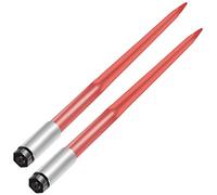 VEVOR Lanza de heno 110 cm 2 lanzas cuadradas para pacas de heno punta de fijación rápida, capacidad de 1360 kg horquillas para pacas recubiertas de rojo funda de tuerca hexagonal para tractores