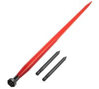 VEVOR Lanza para heno 125cm Carga de 1360kg punta para pacas de conexión rápida Diámetro de 4,5 cm horquillas para pacas con revestimiento rojo, punta para pacas con 2 conos y 2 lanzas estabilizadoras