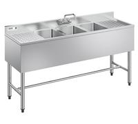 VEVOR, lavabo de acero inoxidable, modelo de un solo compartimento, independiente, tamaño pequeño, incluye grifo y patas, dimensiones: 40,6 x 33 x 22,1 cm. Lavabo industrial de un solo compartimento p