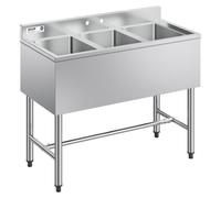 VEVOR, lavabo de acero inoxidable, modelo de un solo compartimento, independiente, tamaño pequeño, incluye grifo y patas, 40,6 x 33 x 22,1 cm. Lavabo industrial de un solo compartimento para garaje, r
