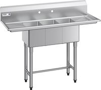 VEVOR, lavabo de acero inoxidable, modelo de una sola cubeta, independiente, tamaño pequeño, incluye grifo y patas, 40,6 x 33 x 22,1 cm. Lavabo industrial de una sola cubeta para garaje, restaurante,
