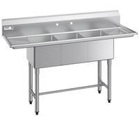 VEVOR, lavabo de acero inoxidable utilitario, de un solo compartimento, independiente, pequeño, con grifo y patas, 40,6 x 33 x 22,1 cm. Lavabo industrial de un solo compartimento para garaje, restaura