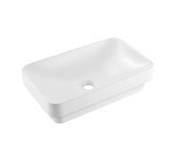 VEVOR Lavabo Semiencastrado Rectangular, 490 x 305 x 120 mm, sobre Encimera con Un Orificio de Drenaje de 45 mm, Moderno Lavabo Empotrado para Espacios Pequeños, Cocina y Baño de Casa, Blanco