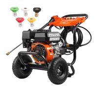 VEVOR Lavadora de Alta Presión a Gas 3500 PSI 2,6 GPM Limpiador de Alta Presión 10 L/min con Bomba de Aluminio, Pistola Rociadora, Varilla de Extensión, 5 Boquillas para Casas, Vehículos, Patios