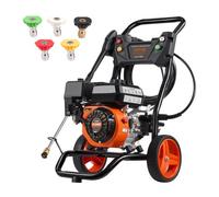 VEVOR Lavadora de Alta Presión a Gas Vertical 3400 PSI 2,6 GPM Limpiador de Alta Presión 10 L/min con Bomba de Aluminio, Pistola Rociadora, Varilla de Extensión, 5 Boquillas para Casas, Vehículos