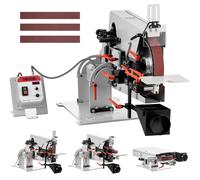 VEVOR: Lijadora de banda con variador de frecuencia (VFD), lijadora de banda de velocidad variable de 762 mm x 25,4 mm, máquina de pulido y lijado de 550 W con 2 modos de lijado y 3 correas de lijado 