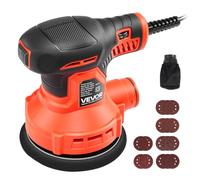 VEVOR Lijadora Orbital 250 W 6 Velocidades 6000-12000 RPM Plato de 127 mm | Para Carpintería, Lijadora Excéntrica, Órbita de 2 mm, Motor sin Escobillas, Manguera de Aspiración, 16 Discos de Lija