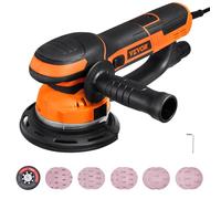 VEVOR Lijadora Orbital Aleatoria de Doble Acción, 6 Velocidades Variables de 850 W y 7400 PRM con 10 Papeles de Lija, Conector para Polvo para Lijado de Detalles de Carpintería, 355 x 158 x 150 mm