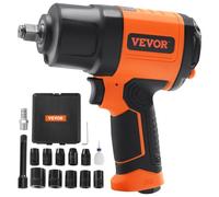 VEVOR Llave de impacto de aire accionamiento cuadrado 1/2" pistola de impacto ligera par de aflojamiento con 11 vasos de impacto de acero CR-V para camiones, mecánico profesional