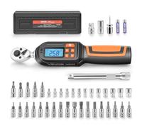 VEVOR Llave Dinamométrica 1/4" con Pantalla LCD Kit Accesorios 42 Piezas | Precisión ±2%, 4 Unidades de Medida, con Puntas Barra de Extensión Adaptador, Herramienta de Mantenimiento Reparación Autos