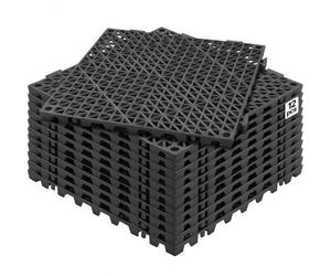 VEVOR Loseta de PVC Losetas Autoventiladas 12 PCS Baldosa de Clip Calada para Suelo 30x30x1,5 cm Baldosa de Jardín de Enclavamiento Drenaje Rápido Interior Exterior para Terraza Cocina Spa Baño, Negro