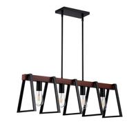 VEVOR Luces colgantes de isla de cocina de 4 luces, 60 W, lámpara de comedor ajustable con varillas de 2 x 6 '' y 6 x 12 '', marco de metal industrial, lámparas lineales de granja, iluminación para co