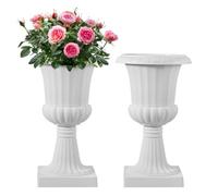 VEVOR Maceta de Urna de Plástico, 25 x 42 cm, 2 Piezas, Maceta Clásica para Interiores, Exteriores, Bodas, Fiestas, Eventos, Escenarios, Entradas, Pasillos, Jardines, Balcones, y Patios, Blanco