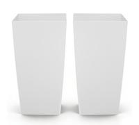 VEVOR Macetas Altas para Plantas 750 mm, Paquete de 2 Piezas, Maceteros Grandes para Interior y Exterior, con Ruedas Depósito, Diseño Moderno, Plástico, Decoración para Jardín Patio Hogar, Blanco