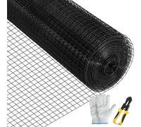 VEVOR Malla de Alambre 61 x 1524 cm Malla de Acero Galvanizado Revestida de Vinilo Malla de Calibre 16 con Pinzas de Corte y Par de Guantes de Tela para Cercas de Jardín, Cercados para Mascotas