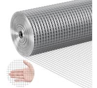 VEVOR Malla de Alambre Soldada 915mm x 15,24m Rollo de Malla de Alambre Galvanizado en Caliente 12,7x12,7 mm Valla de Alambre de Gallinero Calibre 19 para Jaulas de Conejos, Jardín, Roedores Pequeños