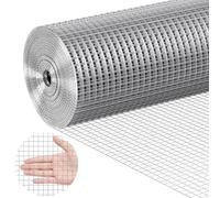 VEVOR Malla de Alambre Soldada 915mm x 30,48m Rollo de Malla de Alambre Galvanizado en Caliente 12,7x12,7 mm Valla de Alambre de Gallinero Calibre 19 para Jaulas de Conejos, Jardín, Roedores Pequeños
