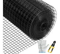 VEVOR, malla para jaulas, 91 x 1524 cm, alambre de malla galvanizado con revestimiento de vinilo de calibre 16, incluye alicates de corte y un par de guantes de tela, ideal para cercas de jardín y jau
