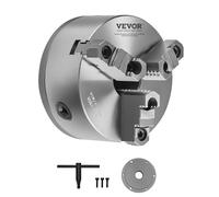 VEVOR Mandril de Torno de 3 Mordazas Diámetro Exterior de 160 mm Autocentrante con Placa de Soporte Roscada, Rango de Sujeción de 3-145 mm con Tornillos de Llave en T para Torno de Madera y Metal