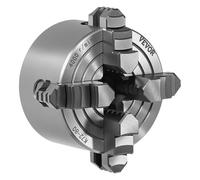 VEVOR Mandril de Torno de 4 mordazas 80 mm Rango de Sujeción de 5-80 mm con Tornillos de Fijación con Llave en T, Mordazas Reversibles, Interior/Exterior para Torno de Madera y Metal
