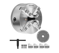VEVOR Mandril de Torno de 4 Mordazas Diámetro Exterior de 200 mm, Autocentrante con Placa de Soporte Roscada, Rango de Sujeción de 4-200 mm con Tornillos de Llave en T para Torno de Madera y Metal