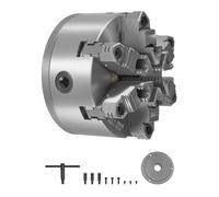 VEVOR Mandril de Torno de 6 Mordazas Diámetro Exterior 160 mm Autocentrante con Placa de Soporte de Leva D1-4, Rango de Sujeción de 3-160 mm con Tornillos de Llave en T para Torno de Madera y Metal