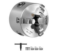 VEVOR, mandril de tres mordazas giratorio de 80 mm, autocentrante, rango de sujeción de 2-63 mm, mordazas reversibles, material HT300, ideal para madera, metal y tornos