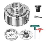 VEVOR Mandril para Torno de Madera 4 pulgadas 4 Mordazas, Juego de Mandril Autocentrante con Engranaje Cónico, Rosca de 1 pulgada x 8 TPI, Juego de 3 Mandriles de Pasador y Redondos para Carpintería