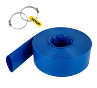 VEVOR Manguera de Descarga de 101,6mm x 32m Manguera Plana de Tela de PVC Manguera de Drenaje de Alta Resistencia con Abrazaderas Resistente a la Intemperie para Piscinas y Transferencia de Agua, Azul