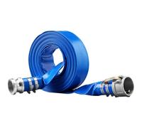 VEVOR Manguera de Retrolavado de Piscina 51 mm x 15,24 m Manguera de Descarga Plana de PVC Resistente con Accesorios Camlock C&E de Aluminio, Abrazaderas, Compatible con Bombas, Filtros de Arena, para