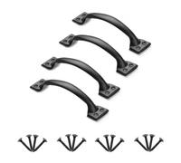 VEVOR Manija para Puerta Corrediza 152 mm Tirador para Puerta de Granero de Acero al Carbono Resistente Manija Metálica Negra de Forma Curva para Garaje, Cobertizo, Armario, Despensa, 4 Piezas