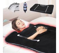 VEVOR Manta de Sauna de Infrarrojos Lejanos 180x80 cm Tela Oxford Temperatura Ajustable 1-6 Niveles 45-80 °C Temporizador de 1-60 min con Orificios para Brazos Bolsas de Sauna para Relajación en Hogar