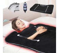 VEVOR Manta de Sauna de Infrarrojos Lejanos 190x90 cm Tela Oxford Temperatura Ajustable 1-6 Niveles 45-80 °C Temporizador de 1-60 min con Orificios para Brazos Bolsas de Sauna para Relajación en Hogar