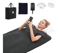 VEVOR Manta de Sauna Infrarroja de 180 x 90 cm, Manta de Sauna Portátil de 5 Capas con Control de Temperatura, Temporizador, Tejido de PU y Aberturas para Brazos Libres para Spa en Casa y Relajación
