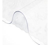 VEVOR Mantel rectangular transparente de 61 x 152,4 cm, lámina de PVC transparente para mesa, grosor de 1,5 mm, cortado a medida con 2 manteles de tela de 30 x 46 cm, protector de mesa transparente