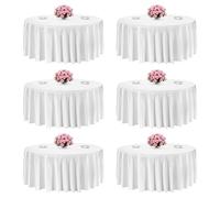 VEVOR Mantel Redondo, Elegante y Transpirable, Resistente a Manchas y Arrugas, 3352 mm de Diámetro, de Poliéster, para Bodas y Fiestas, 6 uds, Color Blanco, Lavable a Mano, a Máquina o en Seco