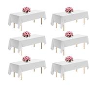 VEVOR Manteles Rectangulares, 1524 x 2591 mm, Reutilizables, Lavables a Máquina, de Tela 100% Poliéster, para Fiestas, Bodas, Banquetes o Cualquier Otra Decoración Festiva, Color Blanco, 6 uds