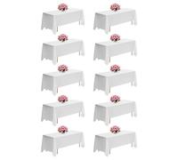 VEVOR Manteles Rectangulares, 1778 x 3048 mm, Reutilizables, Lavables a Máquina, de Tela 100% Poliéster, para Fiestas, Bodas, Banquetes o Cualquier Otra Decoración Festiva, Color Blanco, 10 uds