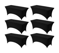 VEVOR Manteles Rectangulares de Licra Elástica para Mesas, Lavables y Antiarrugas, 95 % Poliéster y 5 % Elastano, para Fiestas, Bodas, Banquetes y Festivales, Negro, 6 uds, 183 x 76 x 76 cm