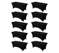 VEVOR Manteles Rectangulares de Licra Elástica para Mesas, Lavables y Antiarrugas, 95 % Poliéster y 5 % Elastano, para Fiestas, Bodas, Banquetes y Festivales, Negro, 10 uds, 183 x 76 x 76 cm