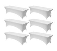 VEVOR Manteles Rectangulares de Licra Elástica para Mesas, Lavables y Antiarrugas, 95 % Poliéster y 5 % Elastano, para Fiestas, Bodas, Banquetes y Festivales, Blanco, 6 uds, 244 x 76 x 76 cm