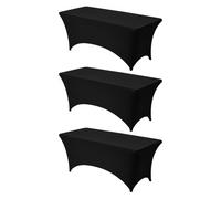 VEVOR Manteles Rectangulares de Licra Elástica para Mesas, Lavables y Antiarrugas, 95 % Poliéster y 5 % Elastano, para Fiestas, Bodas, Banquetes y Festivales, Negro, 3 uds, 183 x 76 x 76 cm