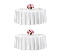 VEVOR Manteles Redondos de 3048 mm, Elegantes y Versátiles, Resistentes a las Arrugas, Lavables a Máquina, de Poliéster, para Fiestas, Bodas, Banquetes y Eventos Formales, Color Blanco, 2 uds