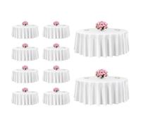VEVOR Manteles Redondos de 3048 mm, Elegantes y Versátiles, Resistentes a Las Arrugas, Lavables a Máquina, de Poliéster, para Fiestas, Bodas, Banquetes y Eventos Formales, Color Blanco, 10 uds
