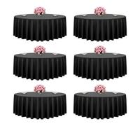 VEVOR Manteles Redondos de 3048 mm, Elegantes y Versátiles, Resistentes a Las Arrugas, Lavables a Máquina, de Poliéster, para Fiestas, Bodas, Banquetes y Eventos Formales, Color Negro, 6 uds