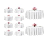 VEVOR Manteles Redondos de 3048 mm, Elegantes y Versátiles, Resistentes a las Arrugas, Lavables a Máquina, de Poliéster, para Fiestas, Bodas, Banquetes y Eventos Formales, Color Blanco, 10 uds