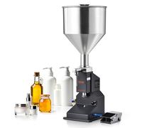 VEVOR, máquina de llenado manual de 5 a 50 ml, máquina de llenado de líquidos de acero inoxidable 304 apto para uso alimentario, compatible con silicona y PTFE, compatible con compresor de aire de 500