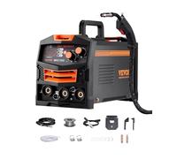 VEVOR Máquina de Soldadura MIG Sinérgica de 130 A, Multiproceso 2 en 1 con Núcleo Fundente MIG a Gas/sin Gas, con Tecnología de Inversor IGBT y Pantalla de Visualización Digital, Espesor ≤ 4 mm, Negro