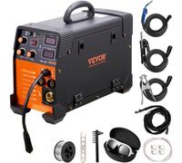VEVOR Máquina de soldar MIG/MMA/TIG 3 en 1, 30–200A. Soldadura con alambre (0,8 mm y 1 mm). Tecnología IGBT. Velocidad del alambre: 2,2–12 m/min. 200 A con un ciclo de trabajo nominal del 60%. Grado d